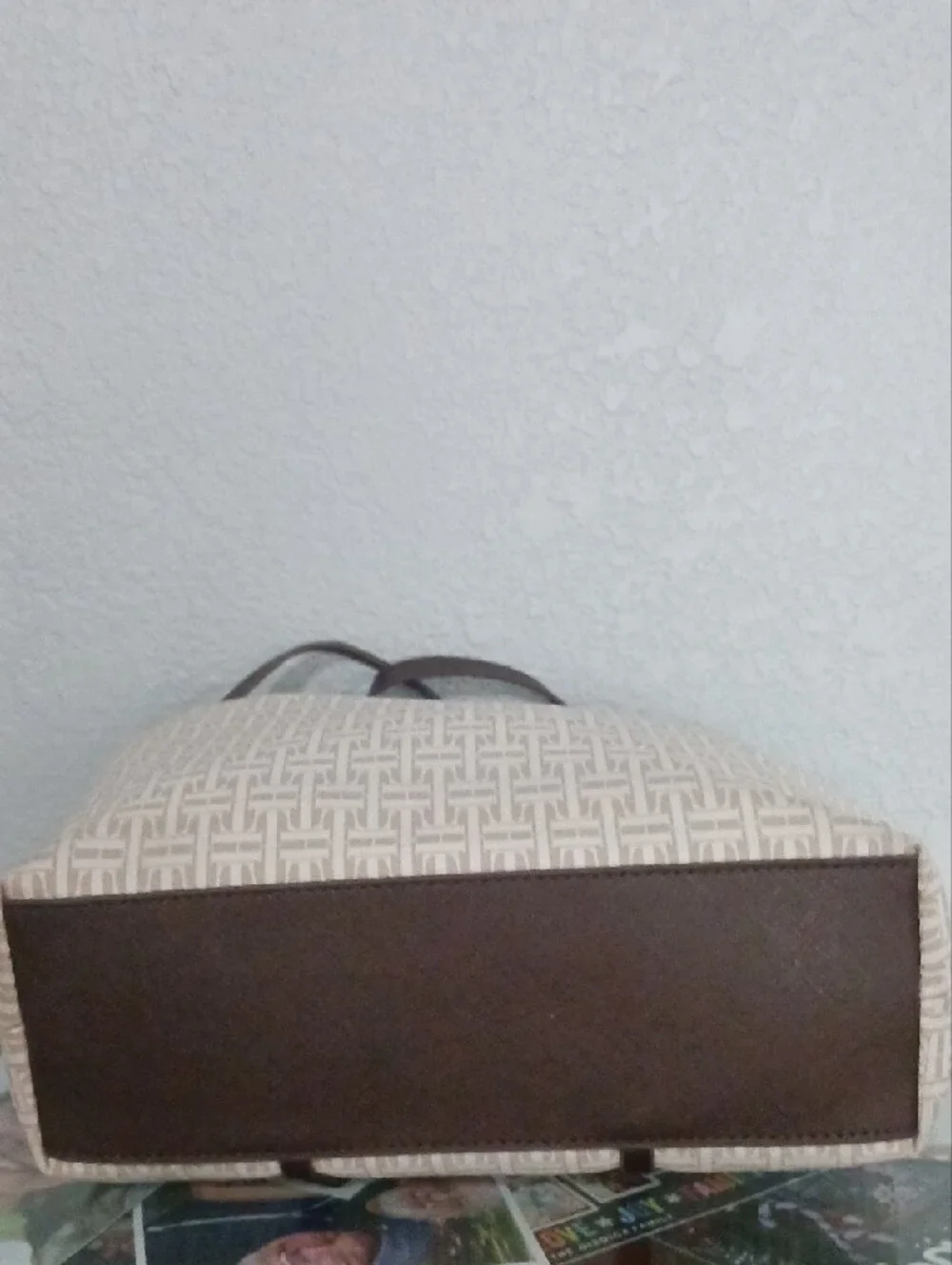 Tommy Hilfiger Cream and Brown Tote with Gold Accent